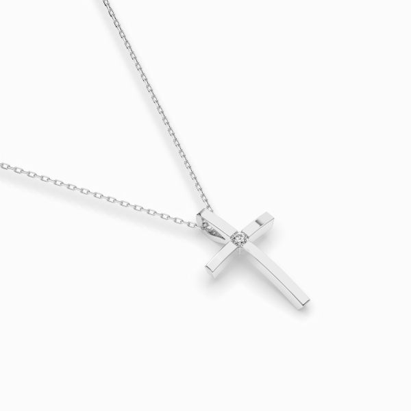 Diamantanhänger in 0,03 Karat, Weißgold 585 / 14 Karat, mit einer 585ger Goldkette, Gewicht ca. 2 g.