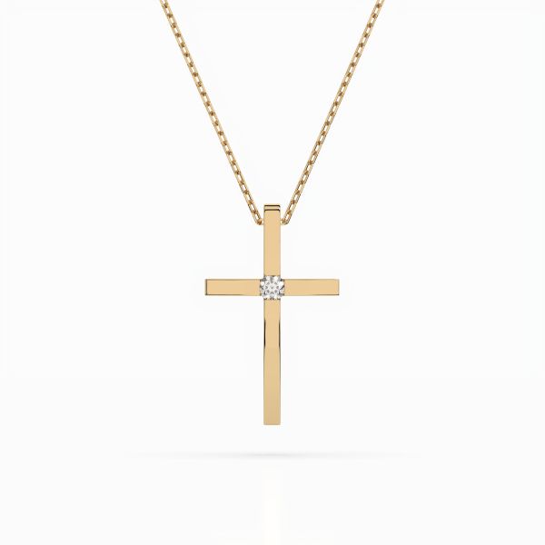 Diamantanhänger in 0,03 Karat, Gelbgold 585 / 14 Karat, mit einer 585ger Goldkette, Gewicht ca. 2 g.