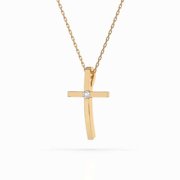Diamantanhänger in 0,03 Karat, Gelbgold 585 / 14 Karat, mit einer 585ger Goldkette in 40 cm lang, Gewicht ca. 2 g.