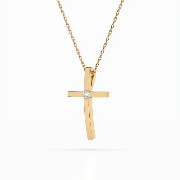 Diamantanhänger in 0,03 Karat, Gelbgold 585 / 14 Karat, mit einer 585ger Goldkette, Gewicht ca. 2 g.