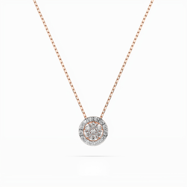 Diamantanhänger in 0,19 Karat, Rotgold 585 / 14 Karat, mit einer 585ger Goldkette in 40 cm lang, Gewicht ca. 1,8 g.