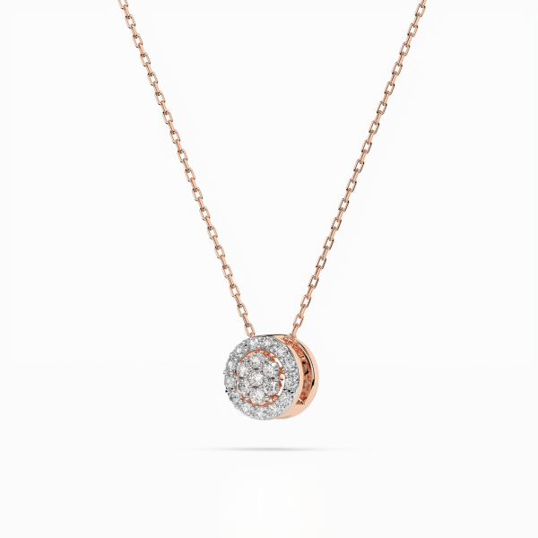 Diamantanhänger in 0,19 Karat, Rotgold 585 / 14 Karat, mit einer 585ger Goldkette in 42 cm lang, Gewicht ca. 1,8 g.