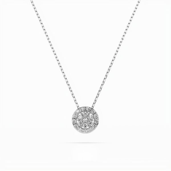 Diamantanhänger in 0,19 Karat, Weißgold 585 / 14 Karat, mit einer 585ger Goldkette, Gewicht ca. 1,8 g.