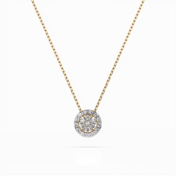 Diamantanhänger in 0,19 Karat, Gelbgold 585 / 14 Karat, mit einer 585ger Goldkette, Gewicht ca. 1,8 g.