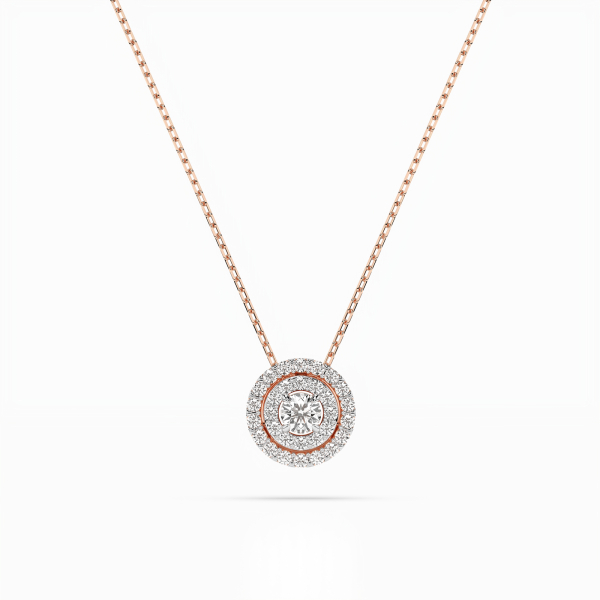 Diamantanhänger in 0,24 Karat, Rotgold 585 / 14 Karat, mit einer 585ger Goldkette in 42 cm lang, Gewicht ca. 2,2 g.