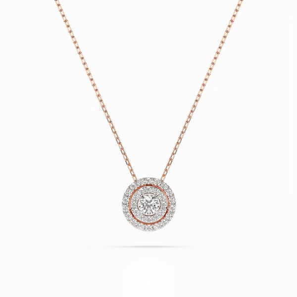Diamantanhänger in 0,24 Karat, Rotgold 585 / 14 Karat, mit einer 585ger Goldkette, Gewicht ca. 2,2 g.