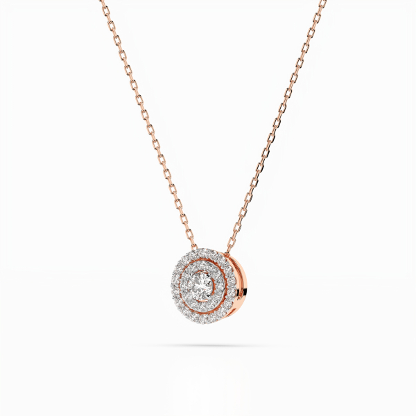 Diamantanhänger in 0,24 Karat, Rotgold 585 / 14 Karat, mit einer 585ger Goldkette in 42 cm lang, Gewicht ca. 2,2 g.