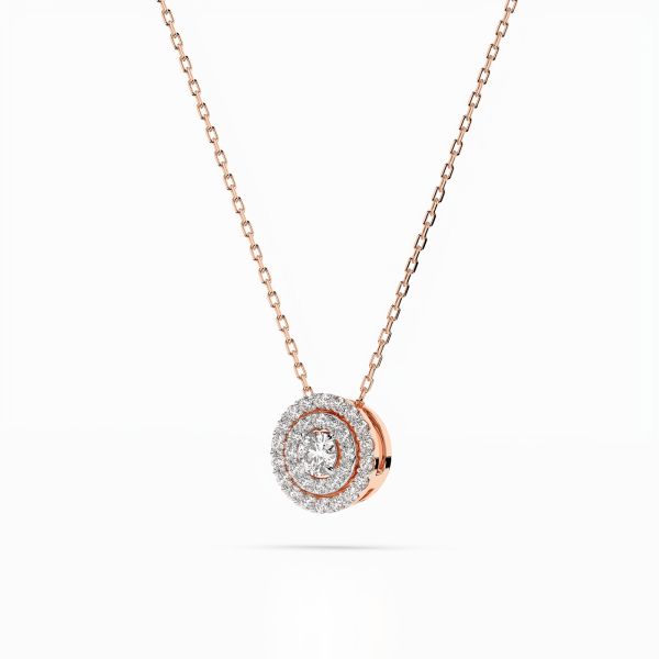 Diamantanhänger in 0,24 Karat, Rotgold 585 / 14 Karat, mit einer 585ger Goldkette, Gewicht ca. 2,2 g.
