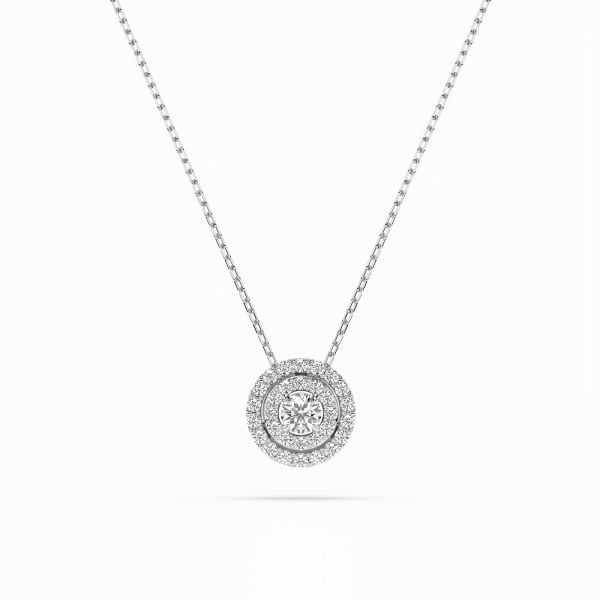 Diamantanhänger in 0,24 Karat, Weißgold 585 / 14 Karat, mit einer 585ger Goldkette, Gewicht ca. 2,2 g.