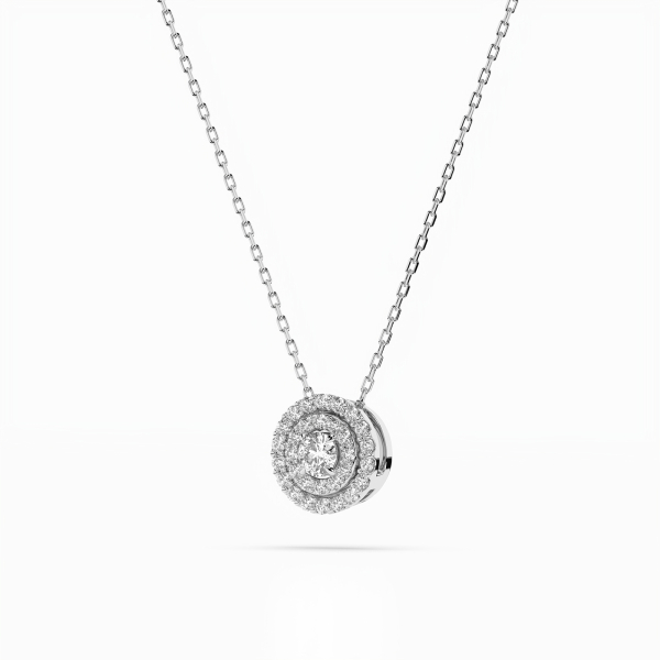 Diamantanhänger in 0,24 Karat, Weißgold 585 / 14 Karat, mit einer 585ger Goldkette, Gewicht ca. 2,2 g.