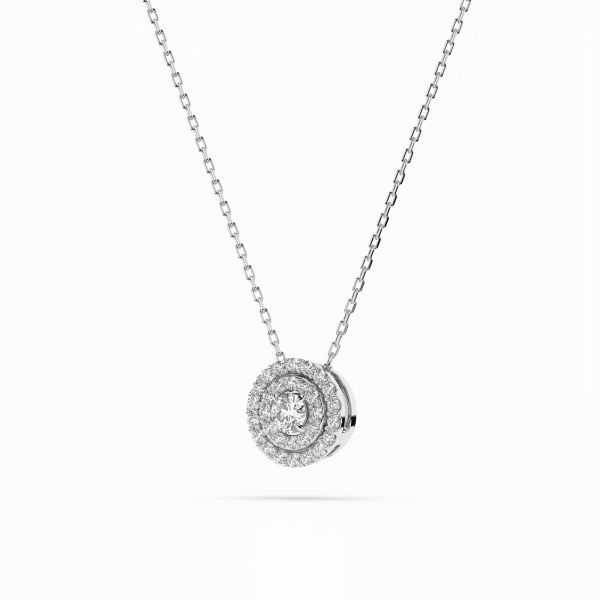 Diamantanhänger in 0,24 Karat, Weißgold 585 / 14 Karat, mit einer 585ger Goldkette, Gewicht ca. 2,2 g.