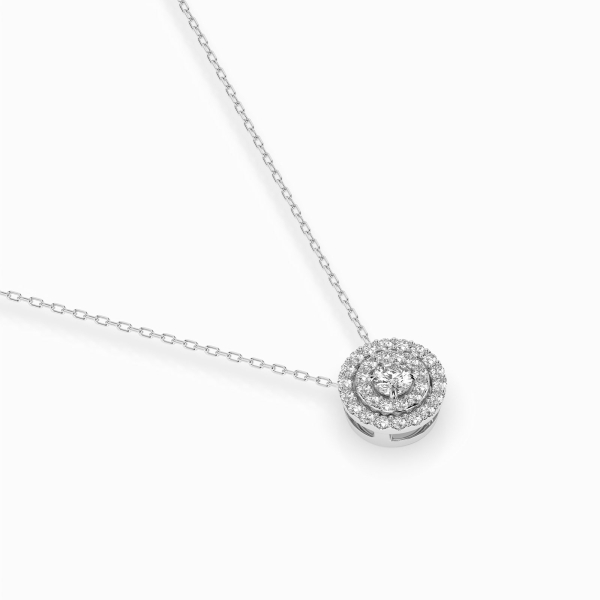 Diamantanhänger in 0,24 Karat, Weißgold 585 / 14 Karat, mit einer 585ger Goldkette, Gewicht ca. 2,2 g.