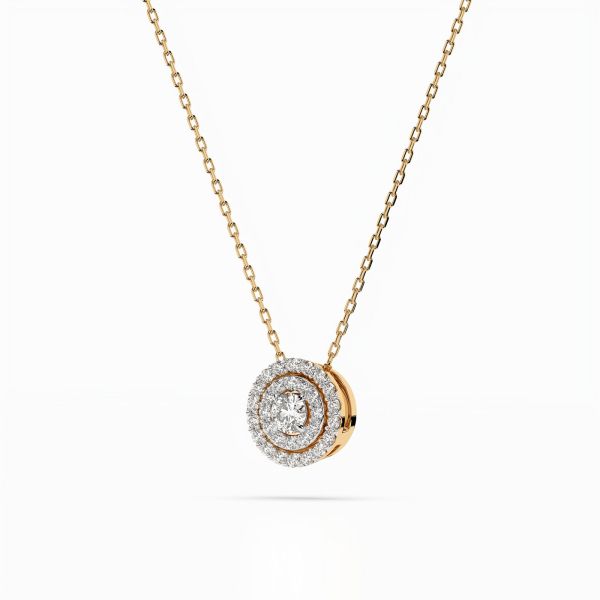 Diamantanhänger in 0,24 Karat, Gelbgold 585 / 14 Karat, mit einer 585ger Goldkette, Gewicht ca. 2,2 g.