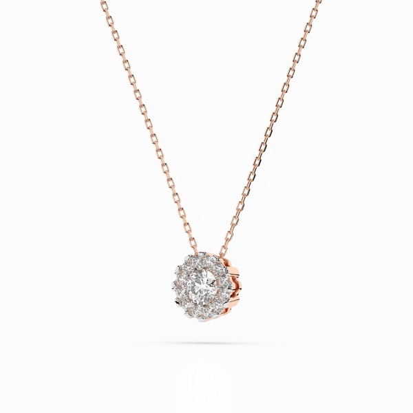 Diamantanhänger in 0,1 Karat, Rotgold 585 / 14 Karat, mit einer 585ger Goldkette, Gewicht ca. 1,7 g.