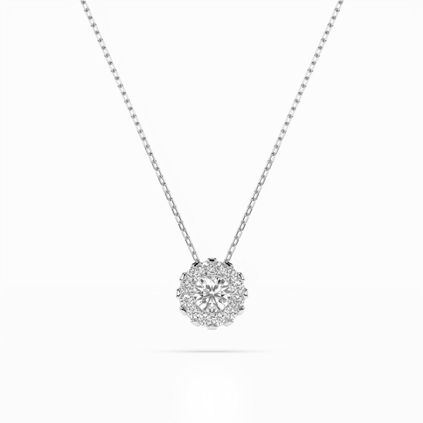 Diamantanhänger in 0,1 Karat, Weißgold 585 / 14 Karat, mit einer 585ger Goldkette in 42 cm lang, Gewicht ca. 1,7 g.