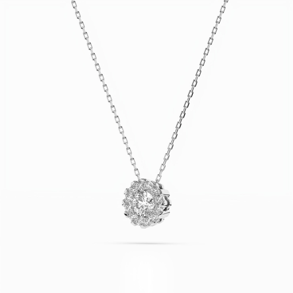 Diamantanhänger in 0,1 Karat, Weißgold 585 / 14 Karat, mit einer 585ger Goldkette in 42 cm lang, Gewicht ca. 1,7 g.