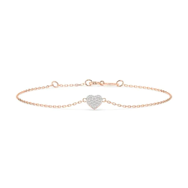 Goldarmband als Ankerkette mit 0,09 Karat Diamanten, Rotgold 585 / 14 Karat, 17 cm lang, Gewicht ca. 0.9 g.