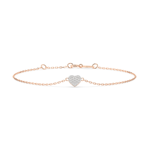 Goldarmband als Ankerkette mit 0,09 Karat Diamanten, Rotgold 585 / 14 Karat, 17,5 cm lang, Gewicht ca. 0,9 g.