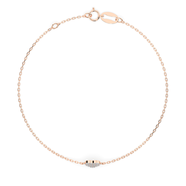 Goldarmband als Ankerkette mit 0,09 Karat Diamanten, Rotgold 585 / 14 Karat, 18 cm lang, Gewicht ca. 0,9 g.