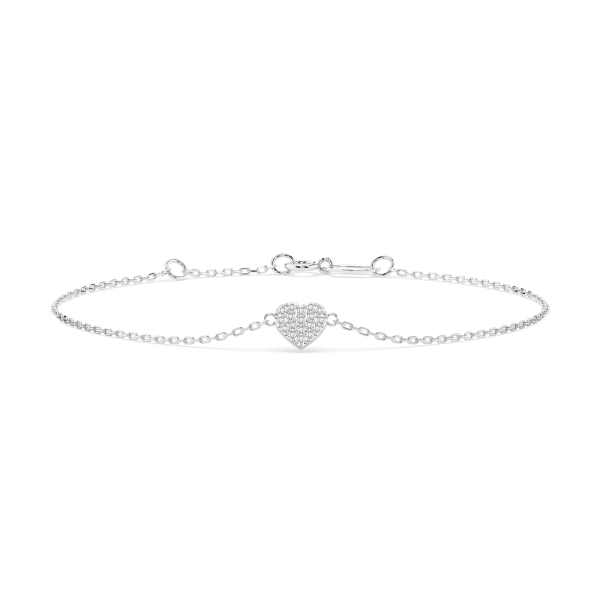 Goldarmband als Ankerkette mit 0,09 Karat Diamanten, Weißgold 585 / 14 Karat, 20 cm lang, Gewicht ca. 0,9 g.