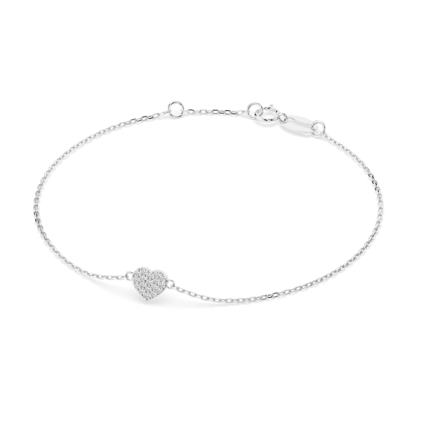 Goldarmband als Ankerkette mit 0,09 Karat Diamanten, Weißgold 585 / 14 Karat, 20 cm lang, Gewicht ca. 0,9 g.