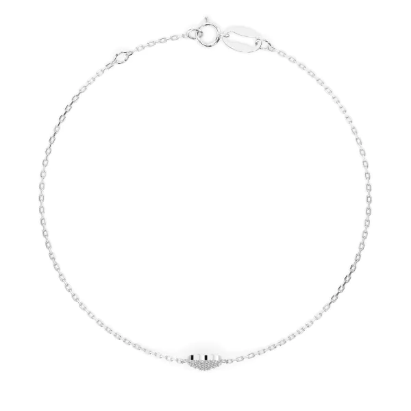 Goldarmband als Ankerkette mit 0,09 Karat Diamanten, Weißgold 585 / 14 Karat