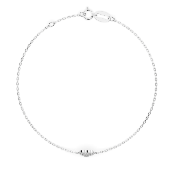 Goldarmband als Ankerkette mit 0,09 Karat Diamanten, Weißgold 585 / 14 Karat, 20 cm lang, Gewicht ca. 0,9 g.