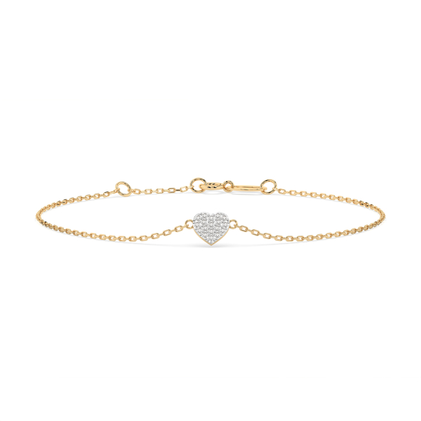Goldarmband als Ankerkette mit 0,09 Karat Diamanten, Gelbgold 585 / 14 Karat, 20,5 cm lang, Gewicht ca. 0,9 g.