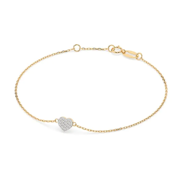 Goldarmband als Ankerkette mit 0,09 Karat Diamanten, Gelbgold 585 / 14 Karat