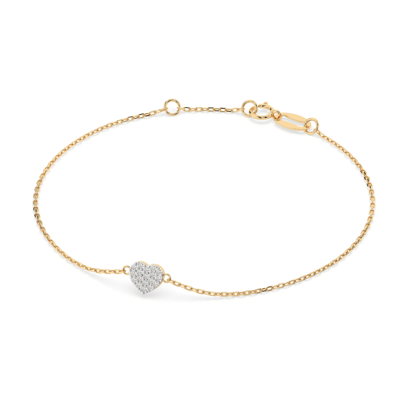 Goldarmband als Ankerkette mit 0,09 Karat Diamanten, Gelbgold 585 / 14 Karat, 20,5 cm lang, Gewicht ca. 0,9 g.