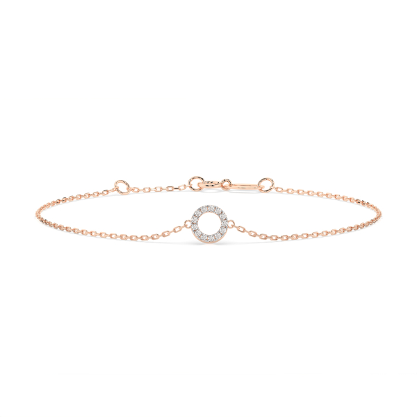 Goldarmband als Ankerkette mit 0,07 Karat Diamanten, Rotgold 585 / 14 Karat, 16,5 cm lang, Gewicht ca. 0,8 g.