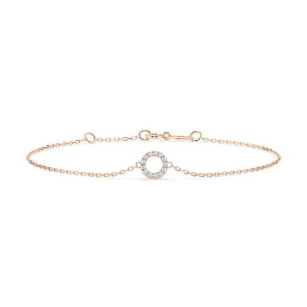 Goldarmband als Ankerkette mit 0,07 Karat Diamanten, Rotgold 585 / 14 Karat, 17 cm lang, Gewicht ca. 0,8 g.