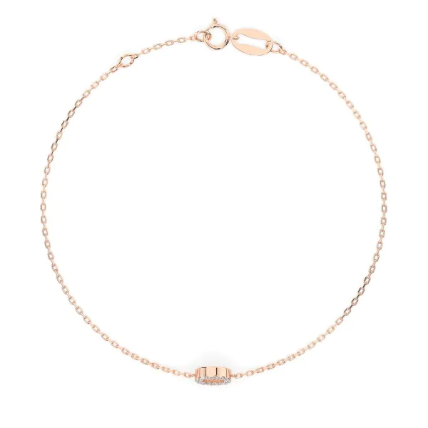 Goldarmband als Ankerkette mit 0,07 Karat Diamanten, Rotgold 585 / 14 Karat