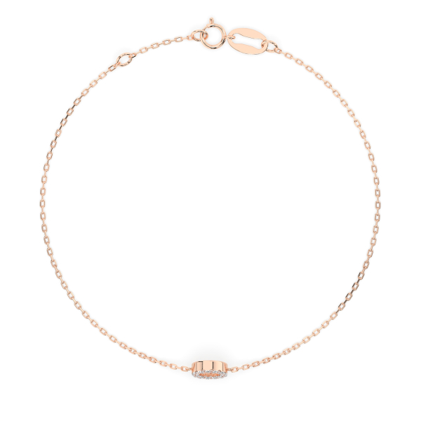 Goldarmband als Ankerkette mit 0,07 Karat Diamanten, Rotgold 585 / 14 Karat, 16,5 cm lang, Gewicht ca. 0,8 g.