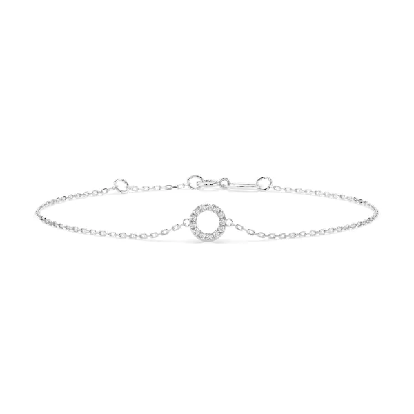 Goldarmband als Ankerkette mit 0,07 Karat Diamanten, Weißgold 585 / 14 Karat, 17 cm lang, Gewicht ca. 0,8 g.