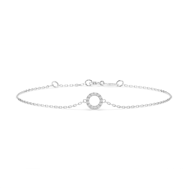 Goldarmband als Ankerkette mit 0,07 Karat Diamanten, Weißgold 585 / 14 Karat, 19 cm lang, Gewicht ca. 0,8 g.