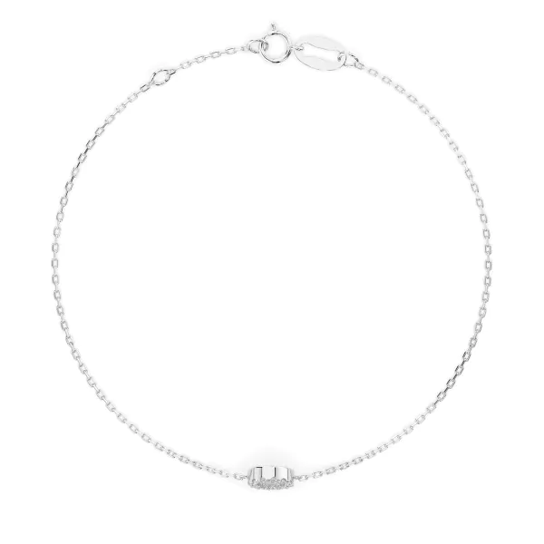 Goldarmband als Ankerkette mit 0,07 Karat Diamanten, Weißgold 585 / 14 Karat