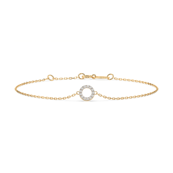 Goldarmband als Ankerkette mit 0,07 Karat Diamanten, Gelbgold 585 / 14 Karat, 16,5 cm lang, Gewicht ca. 0,8 g.