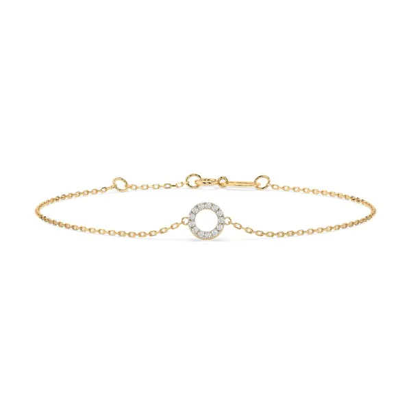 Goldarmband als Ankerkette mit 0,07 Karat Diamanten, Gelbgold 585 / 14 Karat, 17 cm lang, Gewicht ca. 0,8 g.