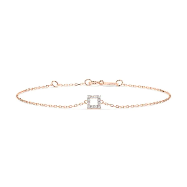 Goldarmband als Ankerkette mit 0,06 Karat Diamanten, Rotgold 585 / 14 Karat