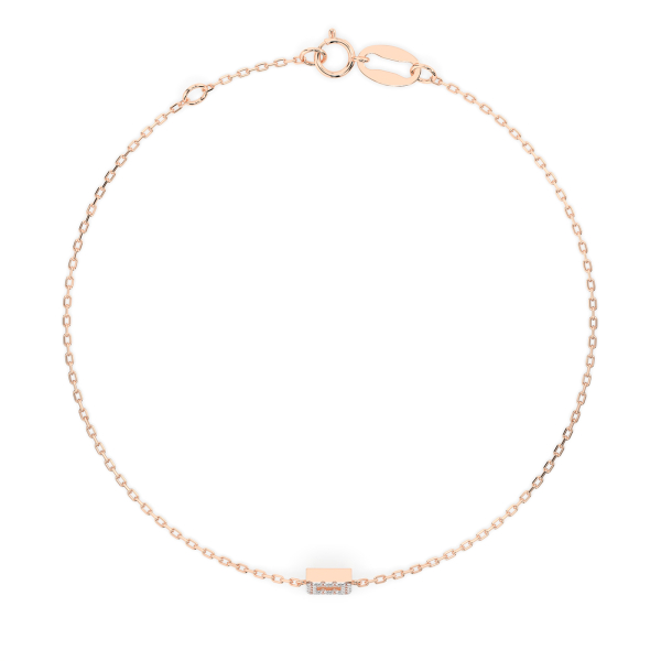 Goldarmband als Ankerkette mit 0,06 Karat Diamanten, Rotgold 585 / 14 Karat, 19,5 cm lang, Gewicht ca. 0,8 g.