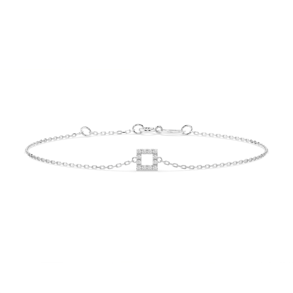 Goldarmband als Ankerkette mit 0,06 Karat Diamanten, Weißgold 585 / 14 Karat, 17,5 cm lang, Gewicht ca. 0,8 g.