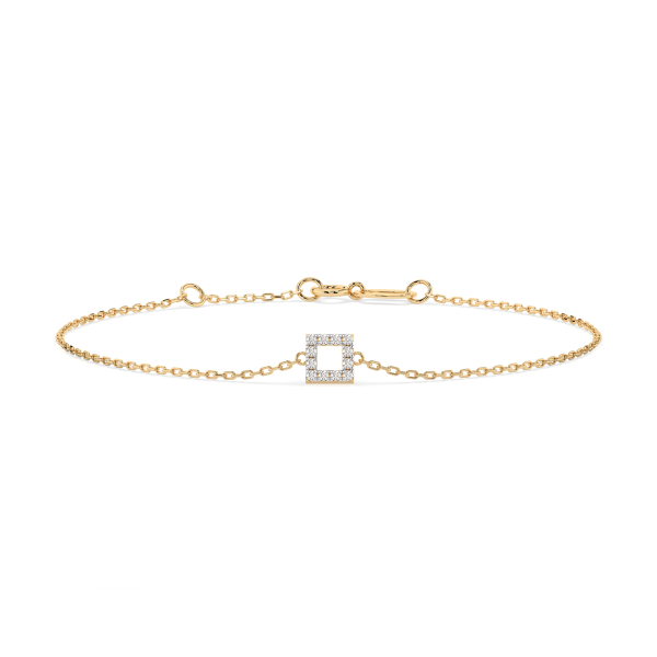 Goldarmband als Ankerkette mit 0,06 Karat Diamanten, Gelbgold 585 / 14 Karat, 16,5 cm lang, Gewicht ca. 0,8 g.