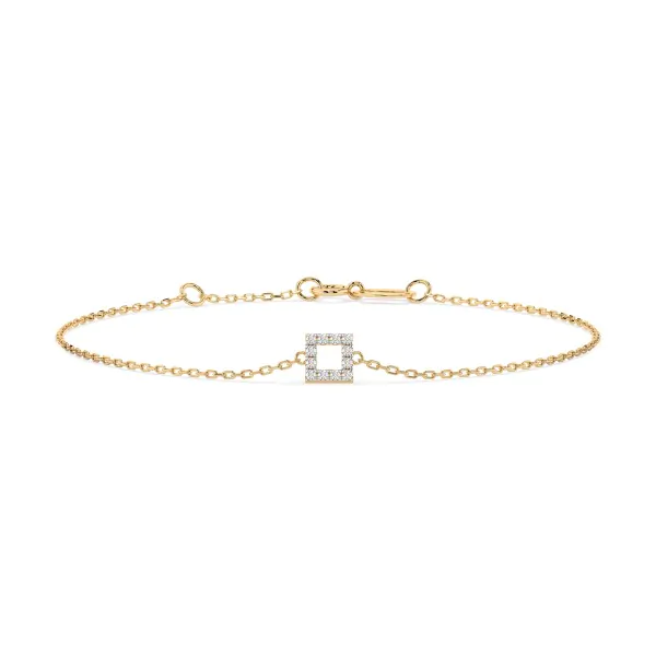 Goldarmband als Ankerkette mit 0,06 Karat Diamanten, Gelbgold 585 / 14 Karat, 19,5 cm lang, Gewicht ca. 0,8 g.