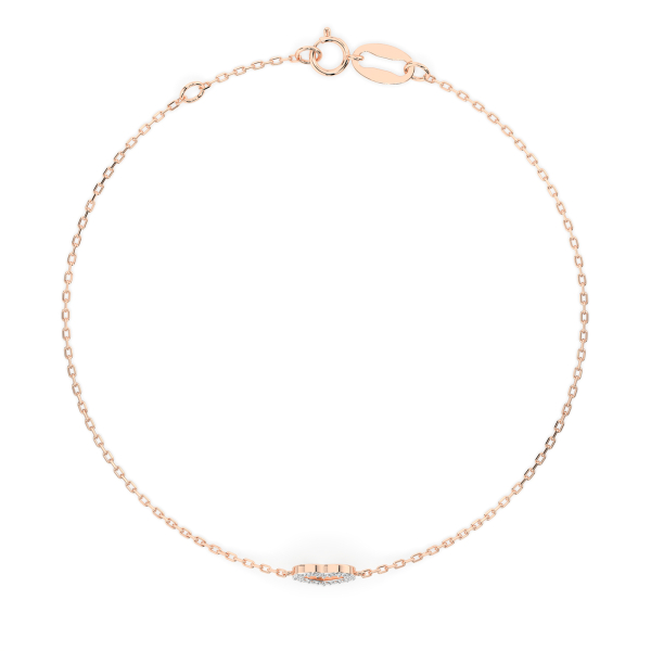 Herz Goldarmband als Ankerkette mit 0,07 Karat Diamanten, Rotgold 585 / 14 Karat