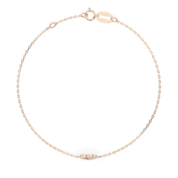 Herz Goldarmband als Ankerkette mit 0,07 Karat Diamanten, Rotgold 585 / 14 Karat