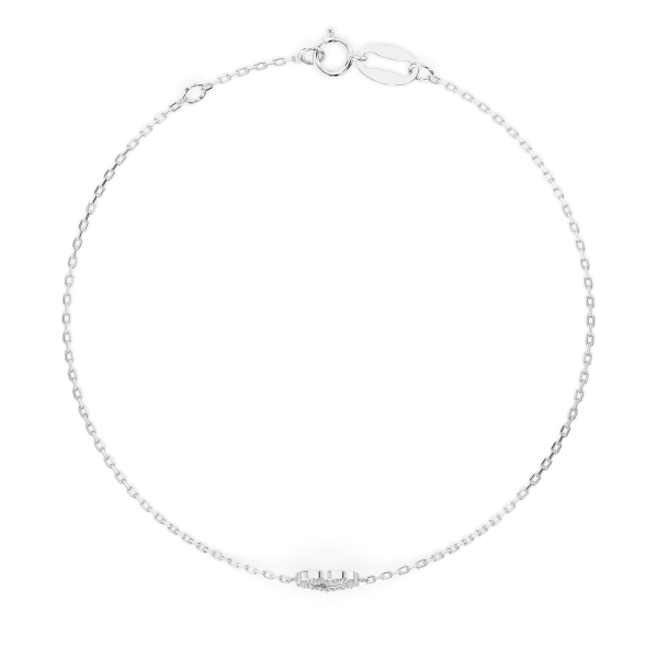 Herz Goldarmband als Ankerkette mit 0,07 Karat Diamanten, Weißgold 585 / 14 Karat, 17 cm lang, Gewicht ca. 0,8 g.