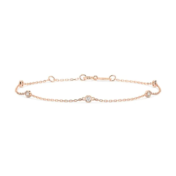 Goldarmband als Ankerkette mit 0,14 Karat Diamanten, Rotgold 585 / 14 Karat, 17 cm lang, Gewicht ca. 0,9 g.