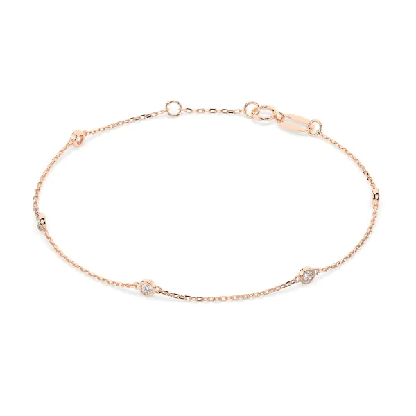 Goldarmband als Ankerkette mit 0,14 Karat Diamanten, Rotgold 585 / 14 Karat