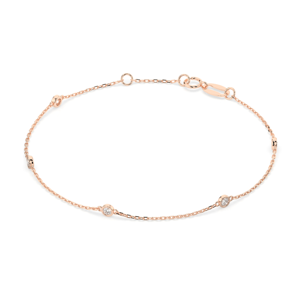Goldarmband als Ankerkette mit 0,14 Karat Diamanten, Rotgold 585 / 14 Karat, 16,5 cm lang, Gewicht ca. 0,9 g.